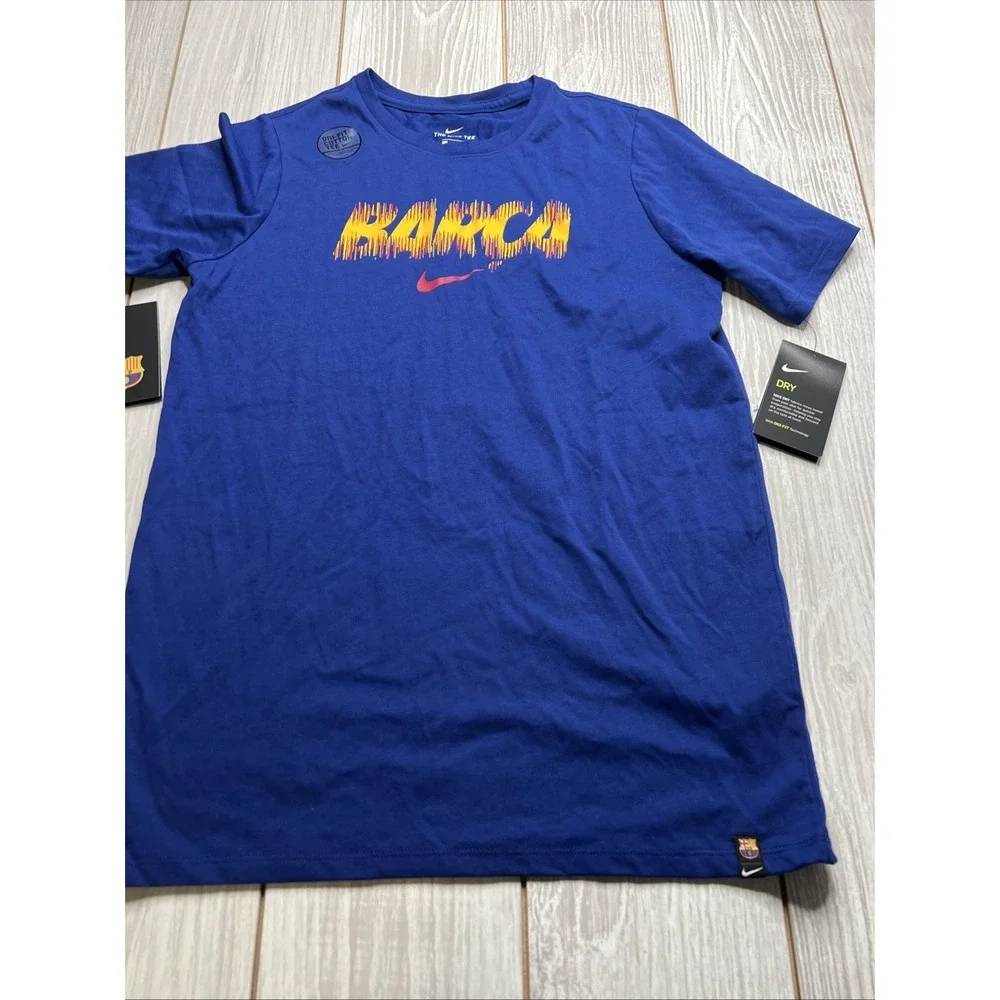 New Nike Youth FC Barcelona Soccer Short Sleeve Shirt Size Kids XL
